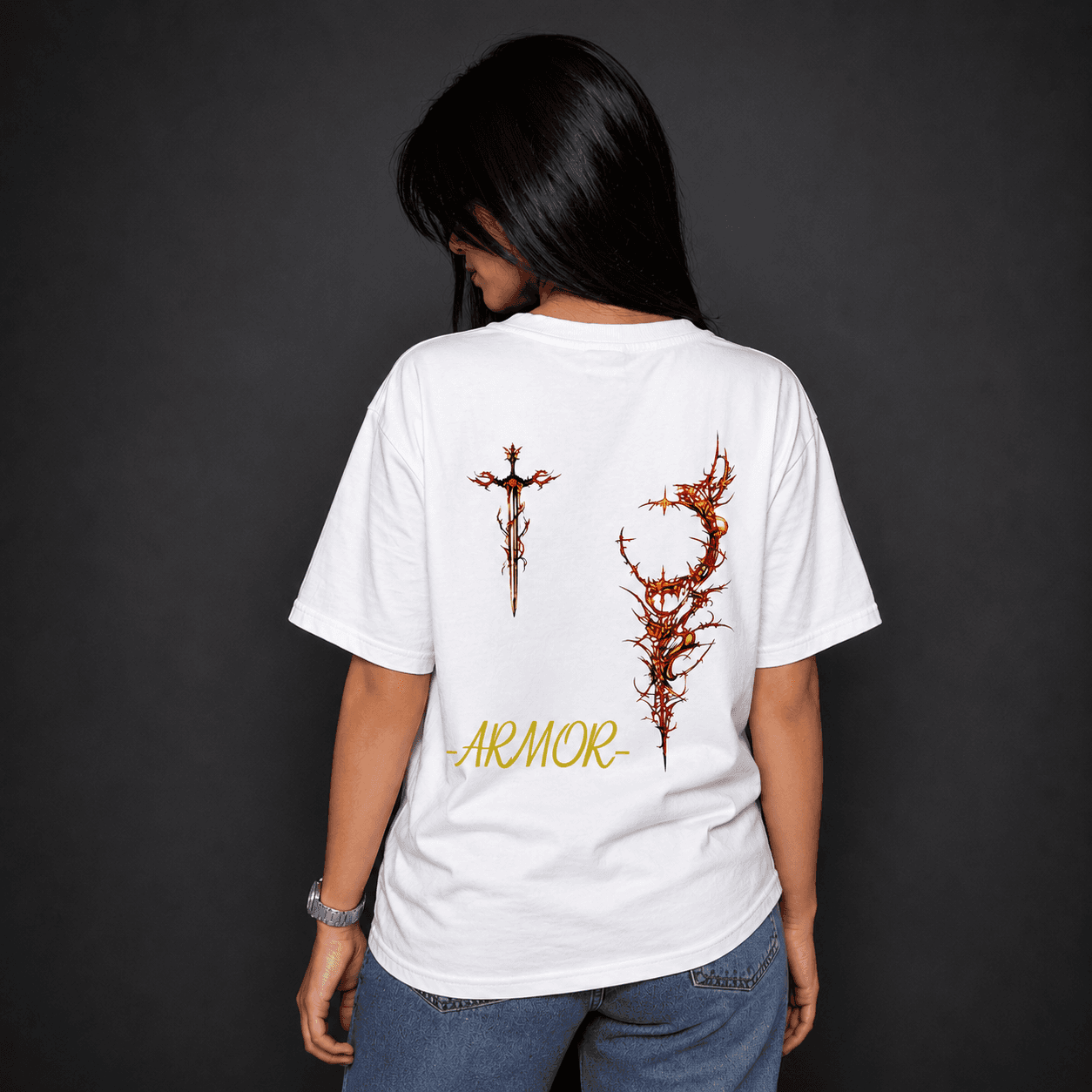Divine Armor Sigil White Oversized T- shirts